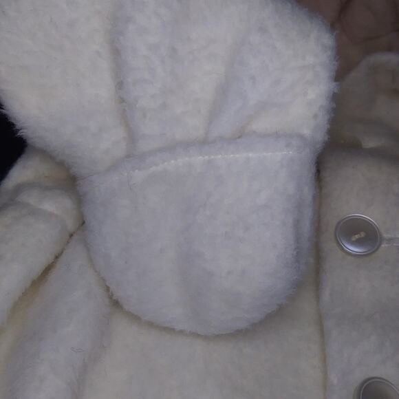 Handmade Vintage Toddler Coat Hooded Lined in Pink Button Front Attached Mittens - Picture 5 of 12